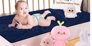 Waterproof Quilted Baby Sheet, Blue - Small