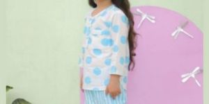 Girls Polka Dot Blue Night Suits