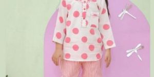 Girls Polka Dot Pink Night Suits