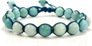 Two-Sided Hand-Knotted, Natural 8mm Amazonite Gemstones Fashion Healing Macrame Bracelet