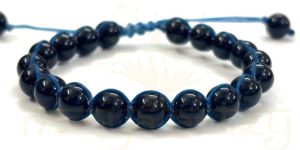 Two-Sided Hand-Knotted, Natural 8mm Black Onyx Gemstones Fashion Healing Macrame Bracelet