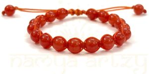 Two-Sided Hand-Knotted, Natural 8mm Carnelian Gemstones Fashion Healing Macrame Bracelet