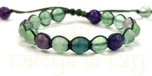 Two-Sided Hand-Knotted, Natural 8mm Fluorite Gemstones Fashion Healing Macrame Bracelet