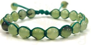 Two-Sided Hand-Knotted, Natural 8mm Prehnite Gemstones Fashion Healing Macrame Bracelet