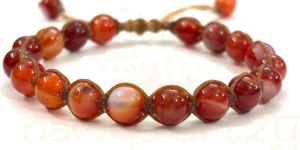 Two-Sided Hand-Knotted, Natural 8mm Red Agate Gemstones Fashion Healing Macrame Bracelet