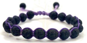 Two-Sided Hand-Knotted, Natural 8mm Volcano Lava Gems Fashion Healing Macrame Bracelet