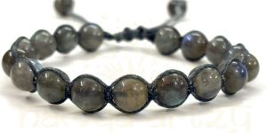 Two-Sided Hand-Knotted, Natural & High Grade 8mm Labradorite Healing Fashion Macrame Bracelet-