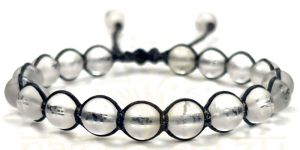 Two-Sided Hand-Knotted, Natural & High Grade 8mm Crystals Om Imprints Healing Macrame Bracelet