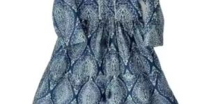 Pure Cotton Three Quarter Sleeves Loose Ladies Dress