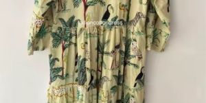 Regular Wear Floral Block Print Cotton Printed Dress