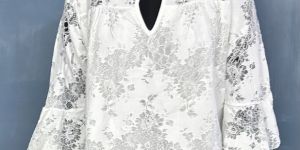 Ladies White Cotton Embroidered Tops