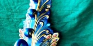 Blue Fiber Peacock Statue