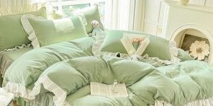 Polycotton Ruffle Lace King Size Bedding Set