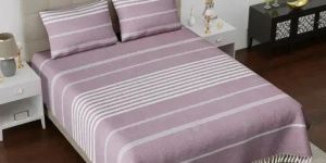 Pure Cotton Handloom Stripe Print Bed Sheet Set