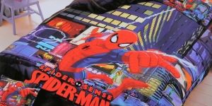 Spider Man Print Glace Cotton Kids Bed Sheet