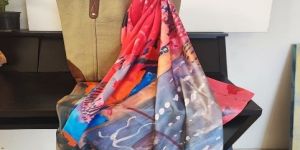 Vibrant Multicolor Abstract Art Silk Scarf