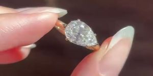 Pear Labgrown Diamond East West 14K Gold Ring