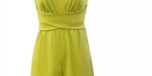Solid Green Sleeveless Cross Romper