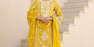 premum cotton jacquard heavy embroidered chicken work kurti