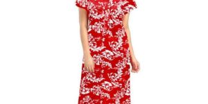 Red Printed Pure Cotton Nighty