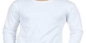 Mens White Cotton Full Sleeves T-Shirt