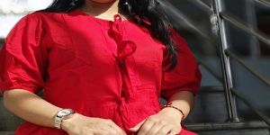 Ladies Red Cotton Short Kurti