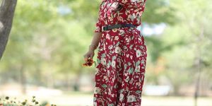 Ladies Red Rayon Printed Long Kurti