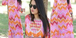 Multicolor Ladies Printed Long Rayon Kurti