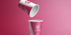 Pink & White Bio Compostable Paper Cup