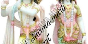 White Painted Beautiful Marble Radha Krishna Statue