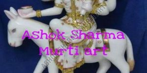 White and Golden Sitla Mata Marble Statue