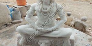 White Mahadev Marble Statue