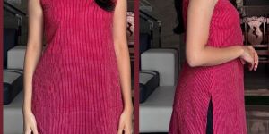 Ladies Pink Kantha Work Sleeveless Short Kurti