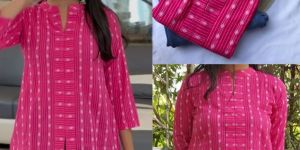 Ladies Pink Kantha Work Top