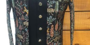 Mens Black Printed Indo Western Sherwani Set