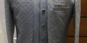 Mens Dark Grey Indo Western Sherwani Set