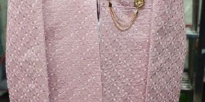 Mens Light Pink Indo Western Sherwani Set