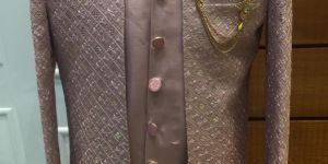Mens Peach Indo Western Sherwani Set