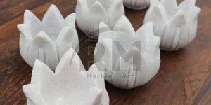 White Marble Lotus Candle Holder
