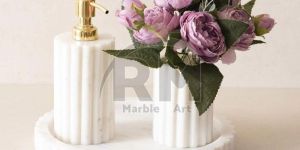 White Marble Manual Soap Dispenser