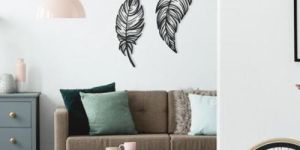 Twin Feather Metal Wall Art