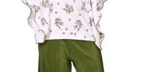 Girls Round Neck Printed Top Palazzo Set