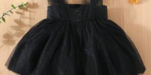 Girls Black Satin Net A Line Western Dress
