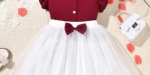 Girls Ruffle Short Sleeves Solid Top & Skirt Set