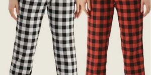 Women Black & Red Cotton Checkered Pyjama Set