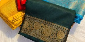 Semi Silk Border Pallu Multicolor Floral Zari Saree