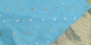 Sky Blue Golden Zari Border Organza Silk Saree
