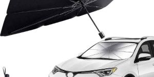 Black Polyester Car Windshield Sun Shade Umbrella