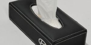 Honda Black Rectangular PU Leather Tissue Box