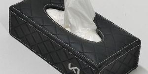 Kia Black PU Leather Rectangular Tissue Box